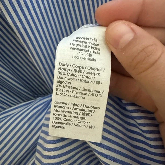 J. Crew Striped Bubble-Sleeve Button-Front Shirt Dress - Size 14 - Picture 11 of 14